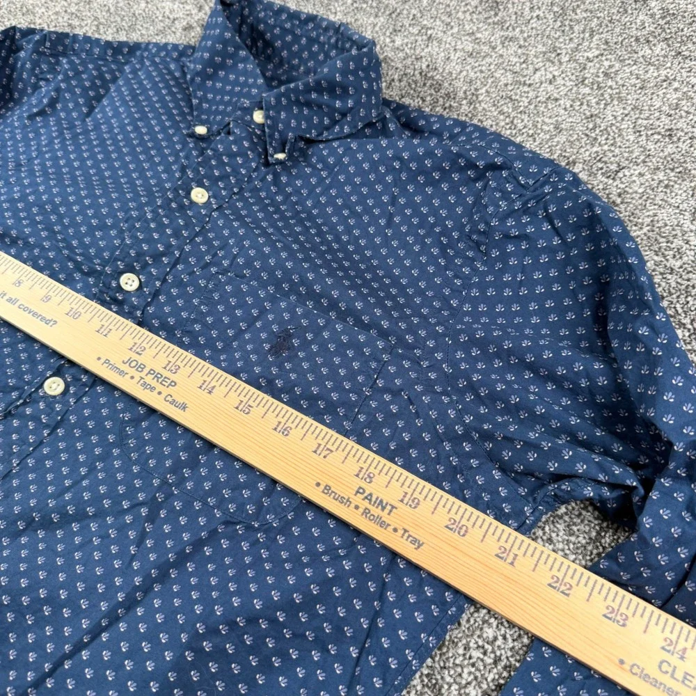 Polo Ralph Lauren Button Down Small Navy Blue Geometric Print Long Sleeve Shirt